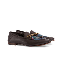 Gucci Leather Loafers With Wolf