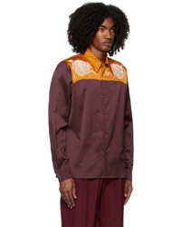 Dries Van Noten Purple Orange Embroidered Shirt