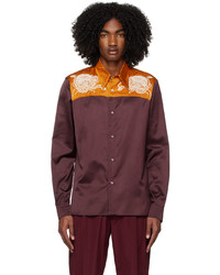 Dries Van Noten Purple Orange Embroidered Shirt