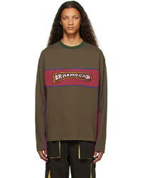 Dark Brown Embroidered Long Sleeve T-Shirt