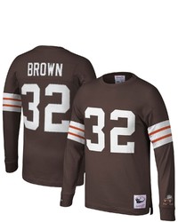 Mitchell & Ness Jim Brown Brown Cleveland Browns 1965 Retired Player Name Number Long Sleeve T Shirt