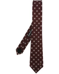 Dark Brown Embroidered Silk Tie