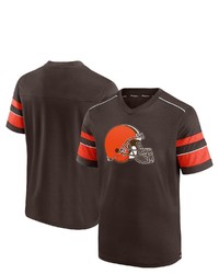 FANATICS Branded Brown Cleveland Browns Textured Hashmark V Neck T Shirt