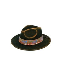 Dark Brown Embroidered Wool Hat
