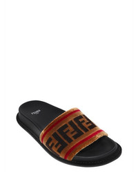 Fendi 20mm Logo Velvet Slide Sandals