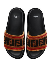 Fendi 20mm Logo Velvet Slide Sandals