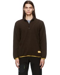 Dark Brown Fleece Zip Neck Sweater