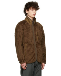 GOLDWIN Brown Fleece Stand Collar Zip Up Sweater