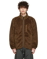 GOLDWIN Brown Fleece Stand Collar Zip Up Sweater