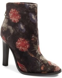 Dark Brown Floral Ankle Boots