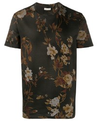 Dark Brown Floral Crew-neck T-shirt