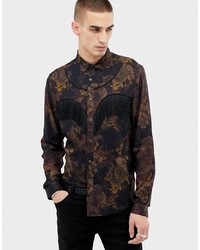 ASOS Edition Floral Western Shirt With Fringing Detail