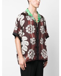 Valentino Floral Print Silk Bowling Shirt