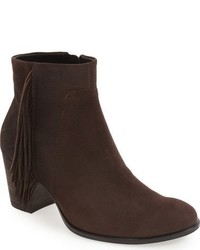Dark Brown Fringe Leather Ankle Boots