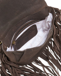 Cynthia Vincent Autumn Leather Fringe Crossbody Bag Brown