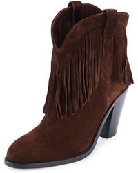 Saint Laurent Babies Fringe Suede 70mm Bootie Coffy