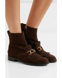 Tod's Med Fringed Suede Ankle Boots