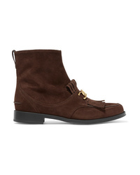 Tod's Med Fringed Suede Ankle Boots