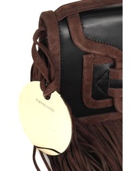 ysl sling bag - anita suede flat fringe crossbody bag, dark brown
