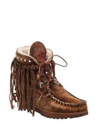 EL VAQUERO 70mm May Fringed Suede Wedged Boots