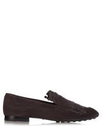 Tod's Gomma Fringed Suede Loafers