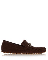 Gucci Road Jump Fringed Suede Loafers