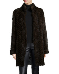 Belle Fare Herringbone Pattern Mink Fur Coat