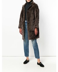 Desa Collection Buttoned Shearling Coat
