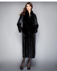 The Fur Vault Fox Trimmed Mink Maxi Coat
