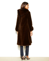 Jones New York Hooded Faux Fur Maxi Coat