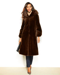 Jones New York Hooded Faux Fur Maxi Coat