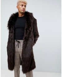 ASOS DESIGN Oversized Faux Fur Coat In Brown