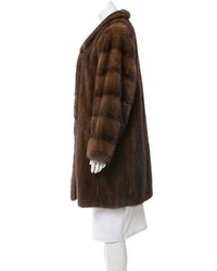 Saint Laurent Yves Mink Fur Knee Length Coat
