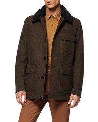Andrew Marc Benito Wool Blend Coat With Detachable Collar