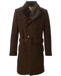 Vivienne Westwood Man Fur Trimmed Collar Double Breasted Coat