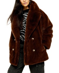 Topshop Ally Faux Fur Double Breasted Jacket