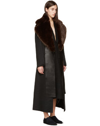 Calvin Klein Collection Brown Faux Fur Leather Scarf