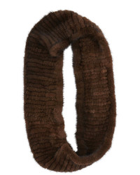 Pologeorgis Knitted Mink Fur Infinity Scarf Brown