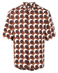 Dark Brown Geometric Short Sleeve Shirt