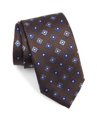 Canali Geometric Silk Tie In Brown At Nordstrom