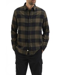 Selected Homme Check Regular Fit Organic Cotton Button Up Shirt In Forest Night At Nordstrom