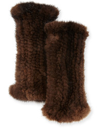 La Fiorentina Fingerless Mink Fur Gloves Brown