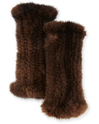 La Fiorentina Fingerless Mink Fur Gloves Brown