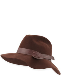 Brunello Cucinelli Leather Trim Felt Hat Brownie
