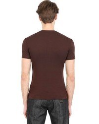 Dolce & Gabbana Mini Rib Cotton Jersey Henley T Shirt