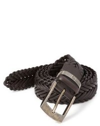 Dark Brown Herringbone Leather Belt