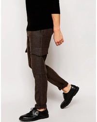 Asos Brand Skinny Pants In Herringbone Cargo Style