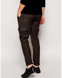 Asos Brand Skinny Pants In Herringbone Cargo Style