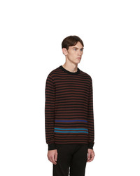 Ps By Paul Smith Black And Burgundy Merino Stripe Sweater