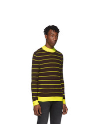 Acne Studios Brown And Yellow Striped High Neck Slim Sweater